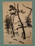 Pen & Ink Drawing by Helga Wolfenstein of Theresienstadt