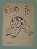 Drawing by Helga Wolfenstein of Frau Schindler at Theresienstadt