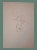 Drawing by Helga Wolfenstein of Statue at Theresienstadt
