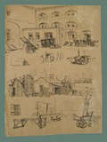 Drawing by Helga Wolfenstein of Hospital Transportation and Entrance at Theresienstadt