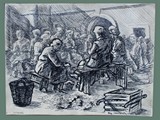 Drawing by Helga Wolfenstein of Potato Peelers at Theresienstadt
