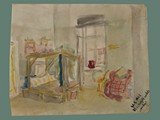 Watercolor Painting by Helga Wolfenstein of Bunks at Theresienstadt