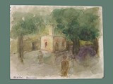 Watercolor Painting by Helga Wolfenstein of Theresienstadt