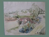 Watercolor Painting by Helga Wolfenstein at Theresienstadt