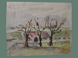 Watercolor Painting by Helga Wolfenstein at Theresienstadt