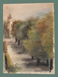 Watercolor Painting by Helga Wolfenstein of Trees at Theresienstadt