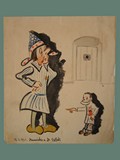 Caricature by Helga Wolfenstein of Her Mother and Dr. Pollak at Theresienstadt
