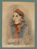 Watercolor Painting by Helga Wolfenstein of Her Aunt Julia 'Ully' Bondi Fleischerov� at Theresienstadt