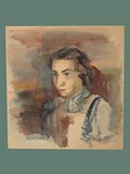 Watercolor Painting by Helga Wolfenstein of Marianne 'Mariedl' Mandel-Fischel at Theresienstadt