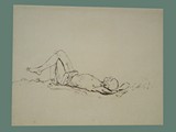 Drawing by Peter Kien / Petr Kien of Gaunt Male Inmate at Theresienstadt