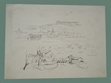 Drawing by Jospier / Jo Spier of a Landscape at Theresienstadt