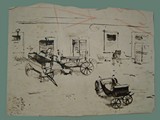 Drawing by Peter Kien / Petr Kien of Wagons at Theresienstadt