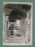 Watercolor Painting by Peter Kien / Petr Kien of a Baker at Theresienstadt