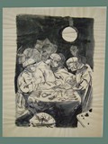 Watercolor Painting by Peter Kien / Petr Kien of Surgery at Theresienstadt