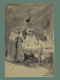 Watercolor Painting by Peter Kien / Petr Kien of Surgery at Theresienstadt