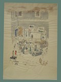 Watercolor Painting by Peter Kien / Petr Kien of the Circus at Theresienstadt